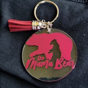 Cranberry Colored Mama Bear Keychain